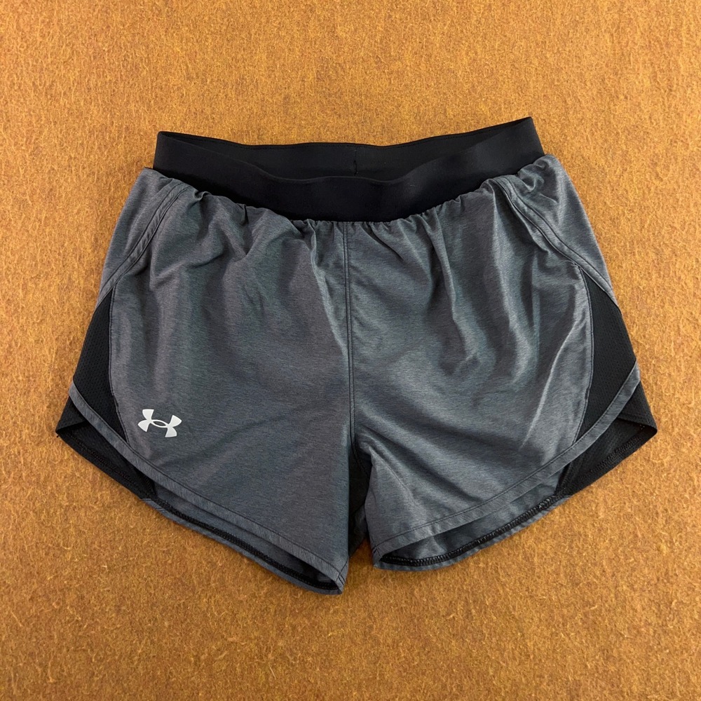 Under Armour Womens XS Gray HeatGear Mesh Trim Running Shorts